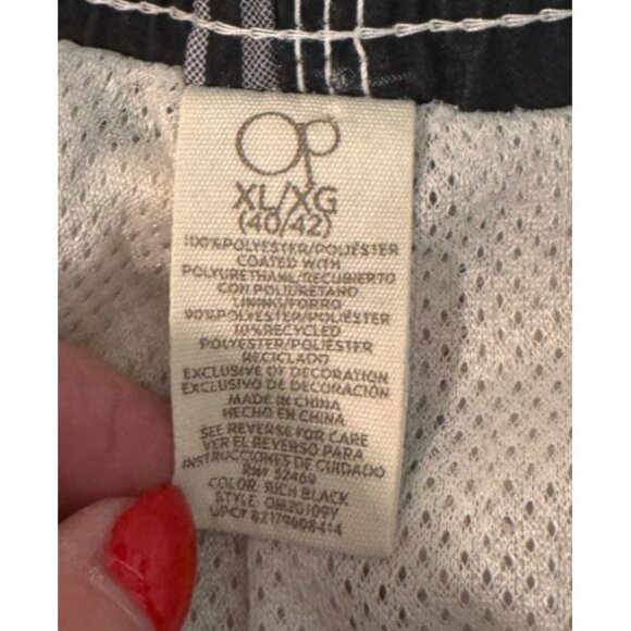Op Plaid Shorts or Swim Trunks With Liner Black Red White Draw String - Picture 3 of 3